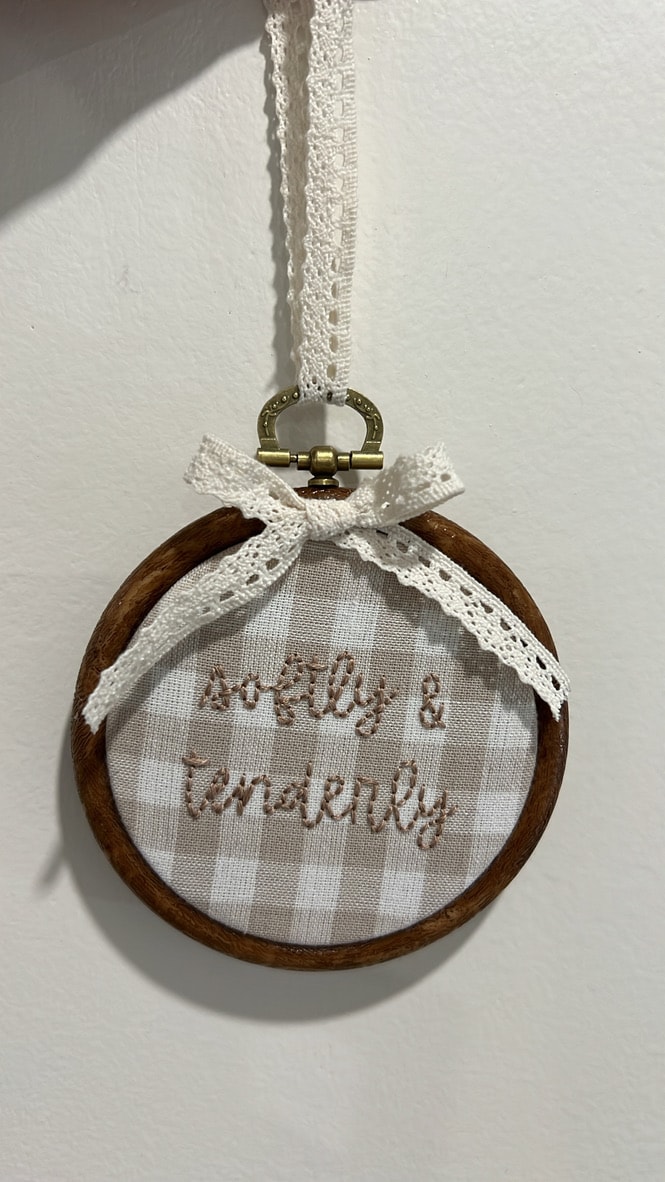 Floral monogram embroidery hoop