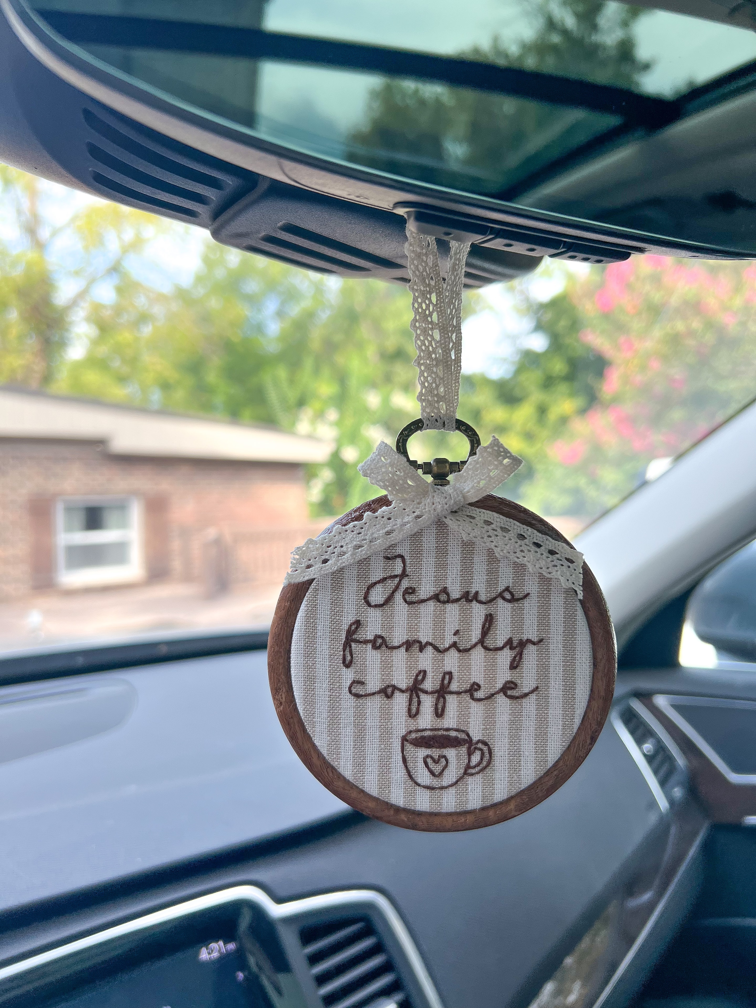 Jesus family coffee car charm