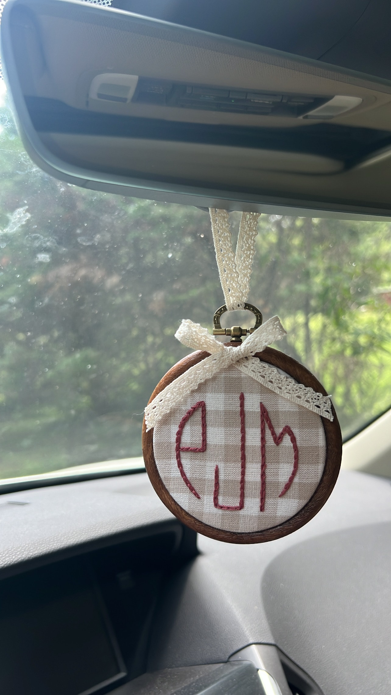 Monogram car charm hoop